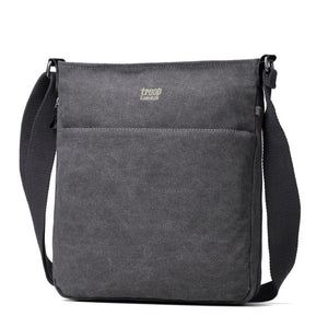 Troop London Classic Small  Zip Top Shoulder Bag - Charcoal TRP0237BK - Funky Gifts NZ