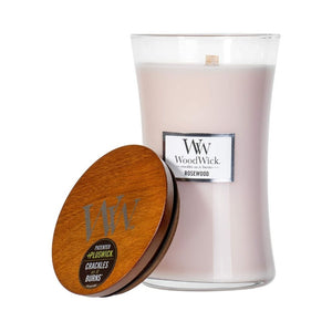 Large Woodwick Candle Rosewood scent from Funky Gifts