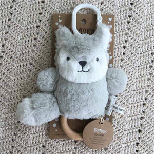 Organic Beechwood Baby Rattle & Teether Toy - Ross Fox - Funky Gifts NZ