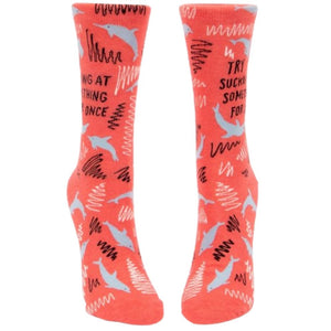 try sucking at something for once womens crew blue q socks from funky gifts nz