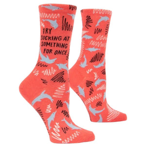 try sucking at something for once womens crew blue q socks from funky gifts nz