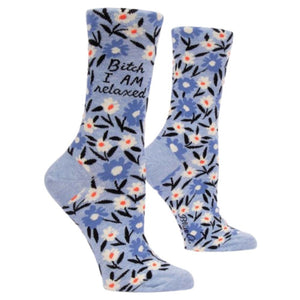 Blue Q Socks - Women's Crew - Bitch I am Relaxed - Funky Gifts NZ