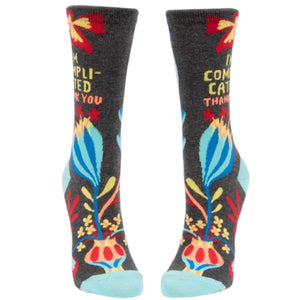 blue q womens crew im complicated thank you socks from funky gifts nz