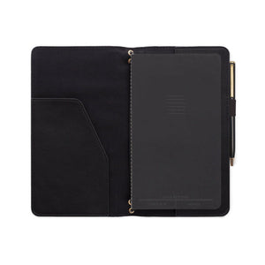Black Vegan Leather Folio with Pen - Funky Gifts NZ