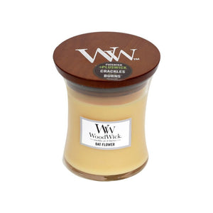 Medium WoodWick Scented Soy Candle - Oat Flower - Funky Gifts NZ