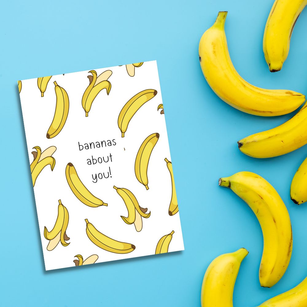 Valentine's Day Greeting Card - Banana's About You - Funky Gifts NZ