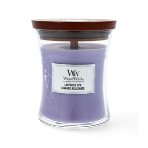 Medium WoodWick Scented Soy Candle - Lavender Spa - Funky Gifts NZ