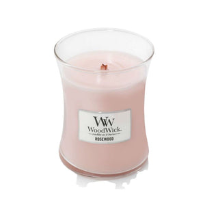 Medium WoodWick Scented Soy Candle - Rosewood - Funky Gifts NZ