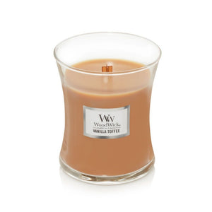 Medium WoodWick Scented Soy Candle - Vanilla Toffee - Funky Gifts NZ