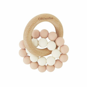 organic beechwood teether toy blush pink from funky gifts nz