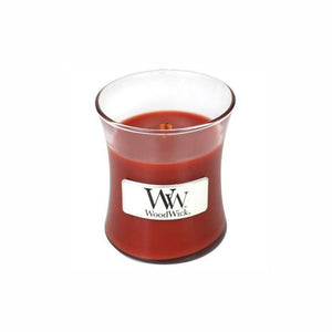 Small woodwick scented soy candle Cinnamon Chai Mini from funky gifts nz