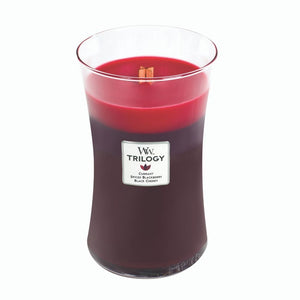 Large Trilogy WoodWick Scented Soy Candle - Sun Ripened Berries - Funky Gifts NZ