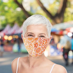 Triple Layer Cloth Face Mask - Retro Orange - Funky Gifts NZ