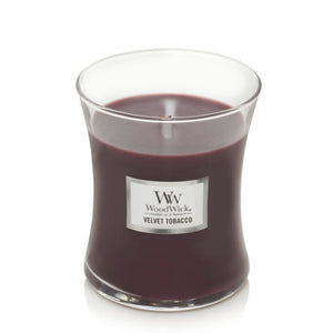 Medium WoodWick Scented Soy Candle - Velvet Tobacco - Funky Gifts NZ