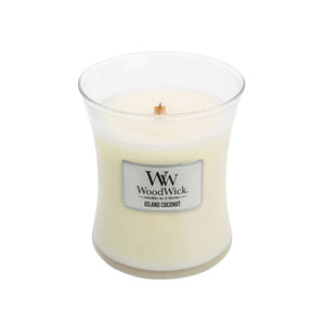 Medium WoodWick Scented Soy Candle - Island Coconut - Funky Gifts NZ