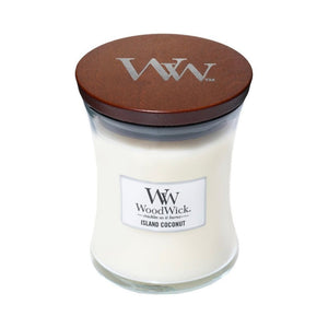 Medium WoodWick Scented Soy Candle - Island Coconut - Funky Gifts NZ